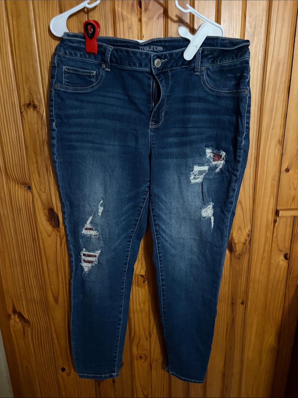 Maurices Dark Blue Skinny Jeans with Rips